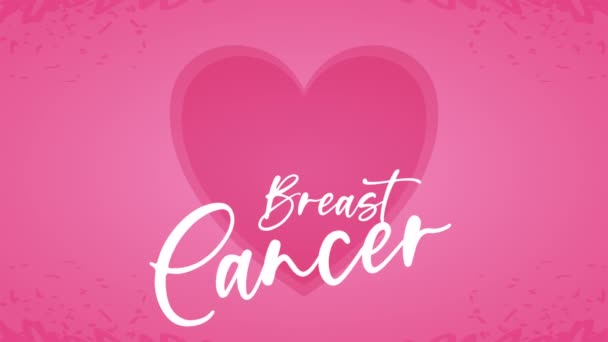 Animation lettrage campagne cancer du sein avec ruban et coeur — Video