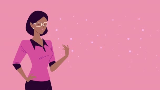 Campanie de cancer de sân cu litere de animație cu femeie — Videoclip de stoc