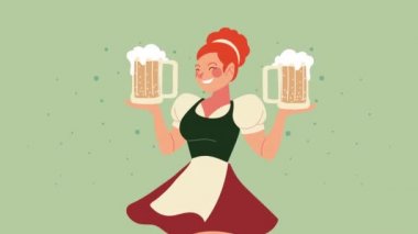 Ekim Festivali seksi kadın ve bira kavanozlarıyla animasyon kutlaması