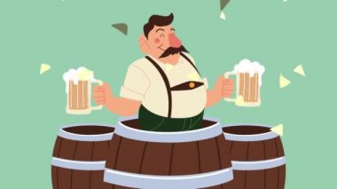 Ekim Festivali, fıçılarda bira taşıyan Alman sarhoşlarla yapılan animasyonu kutluyor.