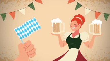Ekim Festivali seksi kadın ve bira kavanozlarıyla animasyon kutlaması