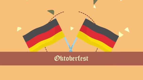 Oktoberfest celebrazione lettering animazione con bandiere germania — Video Stock