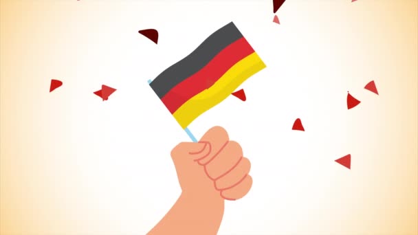 Oktoberfest animación celebración con la mano ondeando bandera de Alemania — Vídeos de Stock
