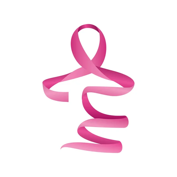 Detailní růžová stuha, odznak, povědomí o rakovině prsu — Stockový vektor