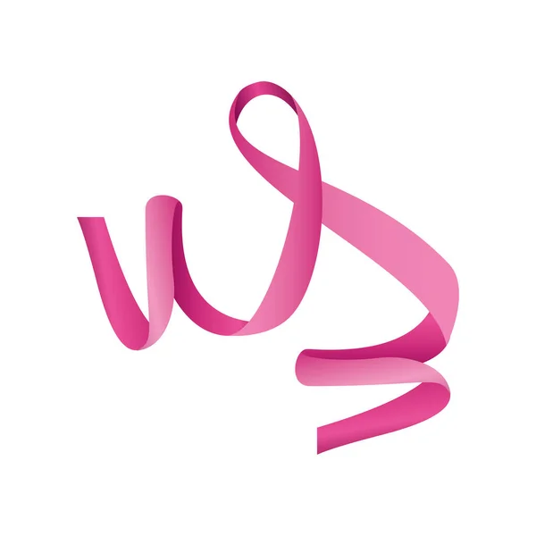 Λεπτομερή ροζ κορδέλα, σήμα, ευαισθητοποίηση για τον καρκίνο του μαστού — Διανυσματικό Αρχείο