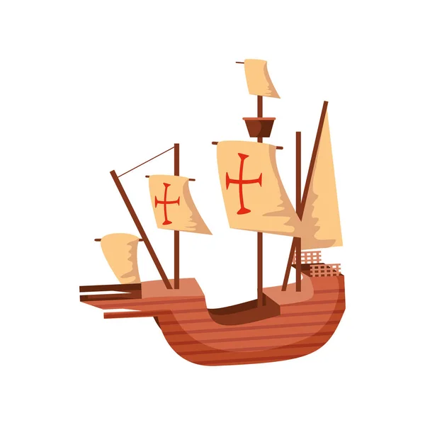 Velero, caravel santa maria, columbus day — Vector de stock