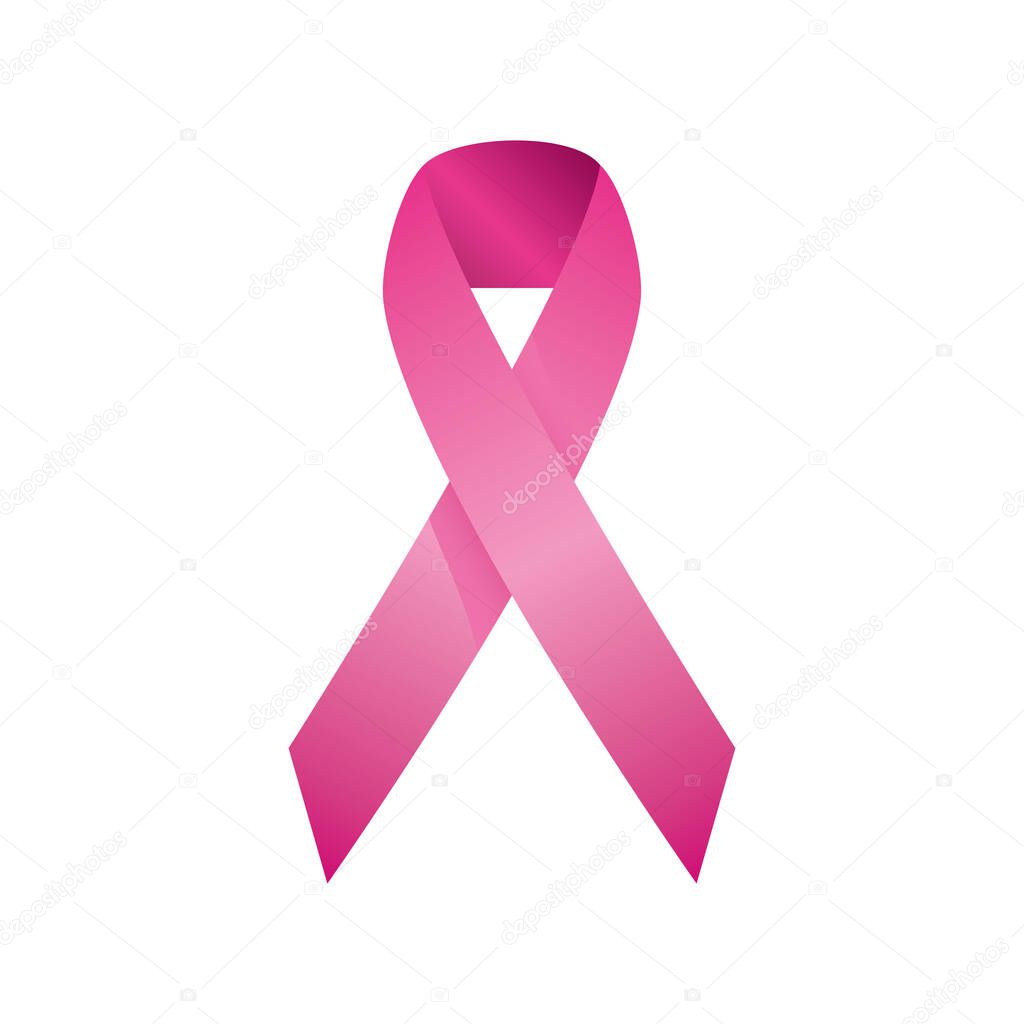 detailed pink ribbon, badge, breast cancer awareness