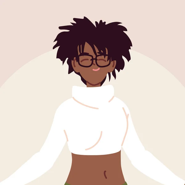 Retrato de mujer afro con ropa casual — Vector de stock