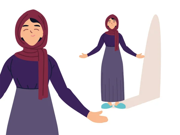 Muslimische Frau in verschiedenen Posen, Diversität oder Multikultura — Stockvektor