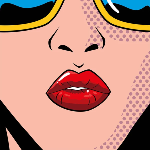 性感女性唇，流行艺术风格 — 图库矢量图片