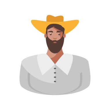 Şapkalı ve sakallı Meksikalı adam çizgi filmi.