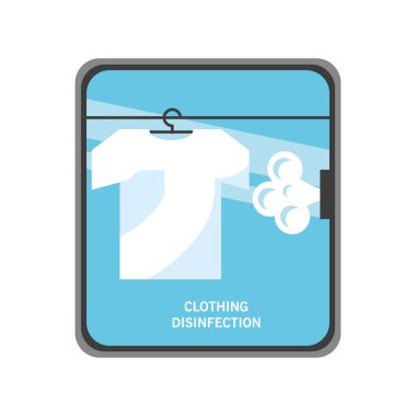 Uyarı işareti olarak t-shirt ve duman ile giysi desineksiyonu ayrıntılı biçim ikon vektör tasarımı