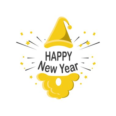 Noel Baba 'nın ayrıntılı biçim ikon vektör tasarımı ile mutlu yıllar