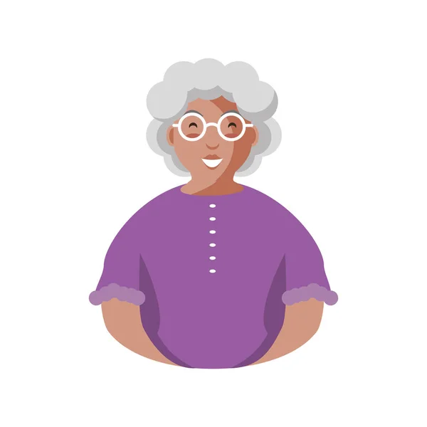 Latein senior old woman cartoon mit brille vektor design — Stockvektor