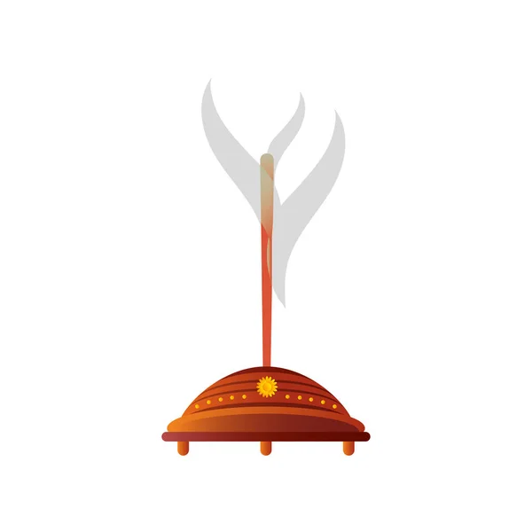 Diwali kaars met rook gedetailleerde stijl icoon vector ontwerp — Stockvector