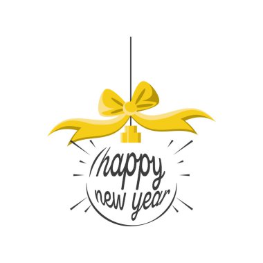Küre ve papyon ile yeni yılınız kutlu olsun. Ayrıntılı biçim ikonu vektör tasarımı