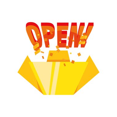 Altın pankartla aç Ayrıntılı biçim ikonu vektör tasarımı