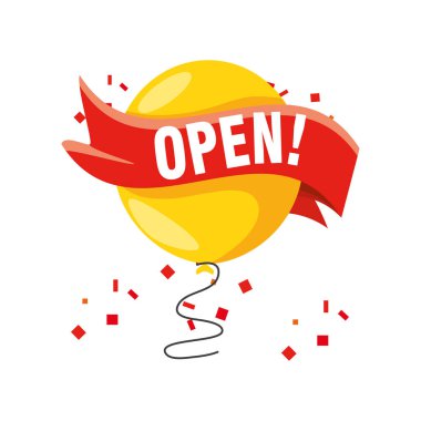 Balon ayrıntılı biçim ikon vektör tasarımı ile şeritte aç