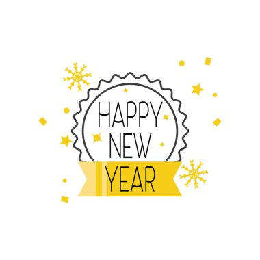 Kurdele ayrıntılı biçim ikon vektör tasarımlı yeni yıl mühürü