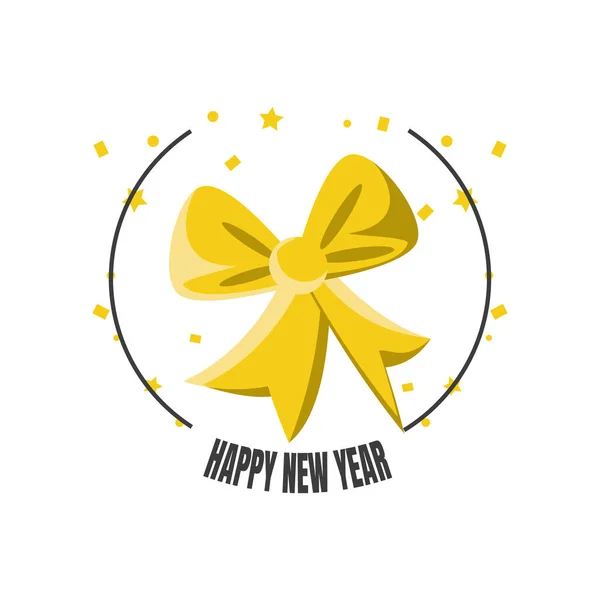 Happy new year with bowtie detailed style icon vector design — Stock Vector