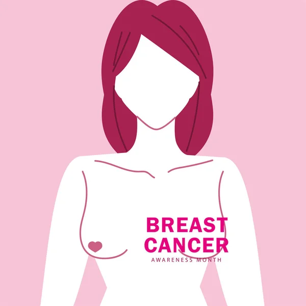 여성의 몸에는 유방암에 대한 인식 이증가 한다 — 스톡 벡터