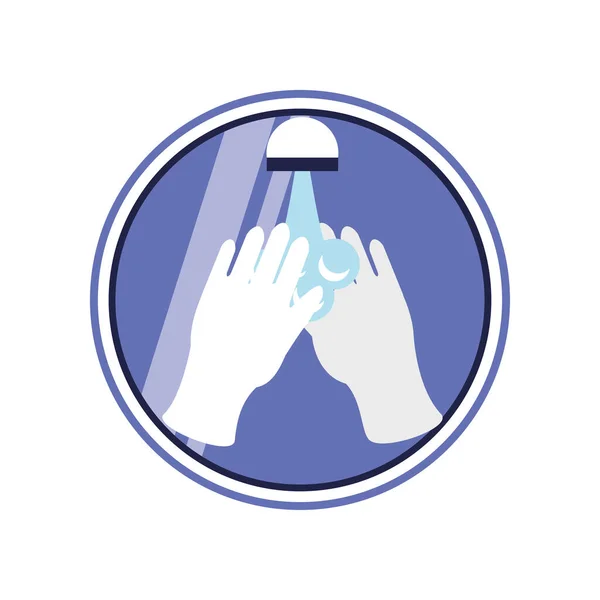 Lavado de manos en señal de advertencia diseño de vectores icono de estilo detallado — Vector de stock
