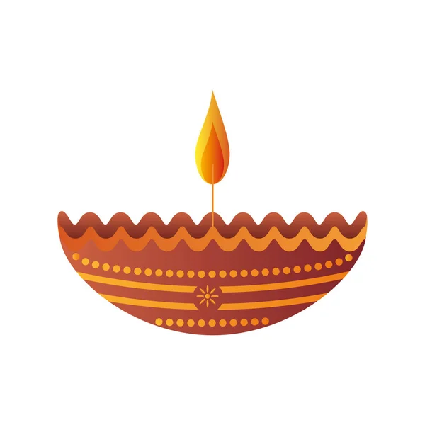 Candela diwali stile dettagliato icona vettoriale design — Vettoriale Stock