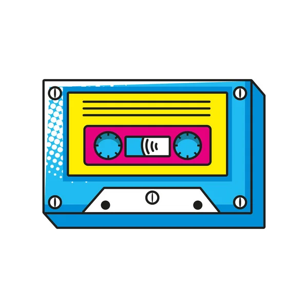 Pop art cassette estilo detallado icono de diseño vectorial — Archivo Imágenes Vectoriales