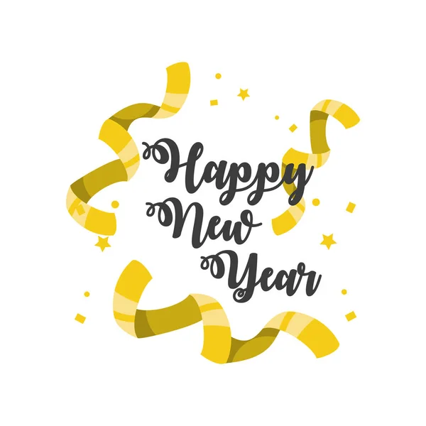 Bonne année avec confettis design vectoriel icône de style détaillé — Image vectorielle