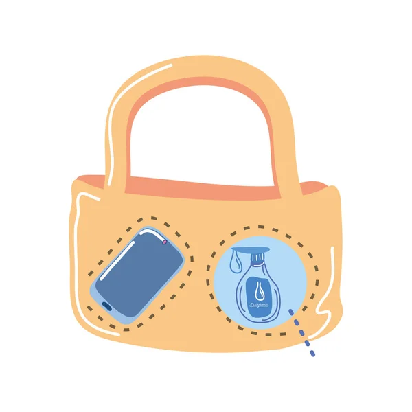 消毒瓶とスマートフォン財布の詳細スタイルのアイコンベクトルデザイン — ストックベクタ
