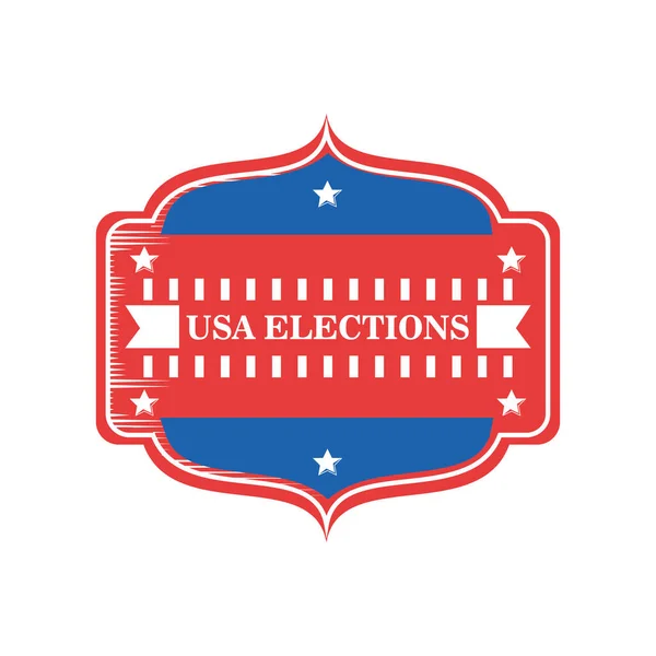 EE.UU. elecciones en el marco con estrellas y cinta diseño de vectores icono de estilo detallado — Vector de stock