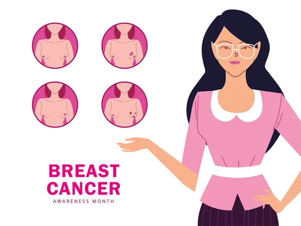 Симптомы рака груди, информационный плакат — стоковый вектор