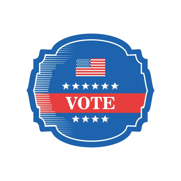 EE.UU. marco de voto con bandera icono de estilo detallado diseño de vectores — Archivo Imágenes Vectoriales