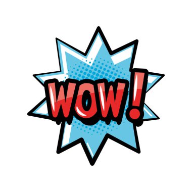 pop art wow patlama kabarcığı ayrıntılı biçim ikon vektör tasarımı