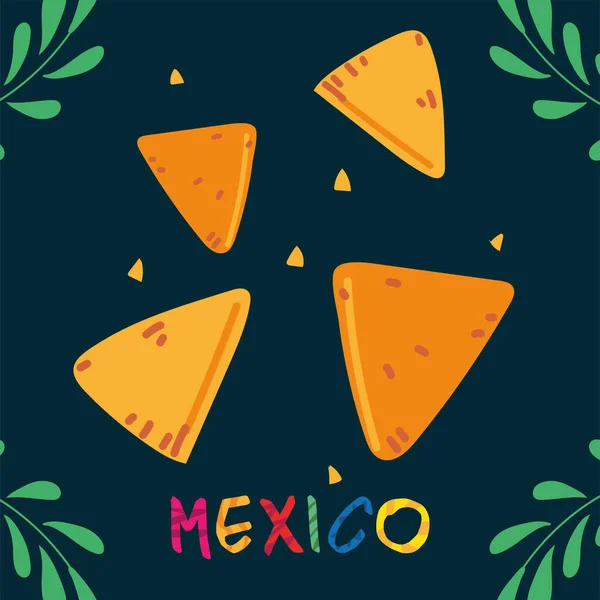 Etiqueta mexicana con comida mexicana, cartel — Vector de stock