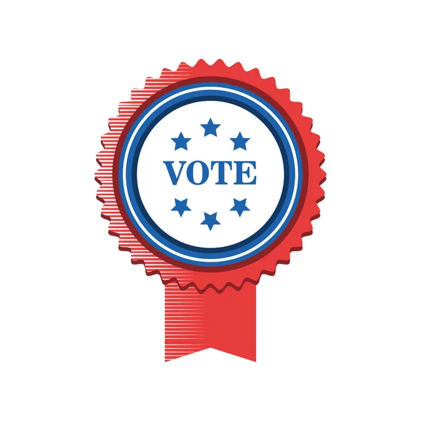 Etats-Unis vote sceau timbre avec ruban détail style icône vectoriel design — Image vectorielle