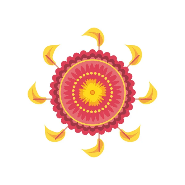 Mandala com chamas design de vetor ícone de estilo detalhado — Vetor de Stock