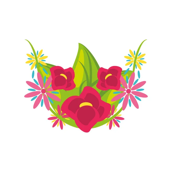 Flores estilo detallado icono diseño vectorial — Vector de stock