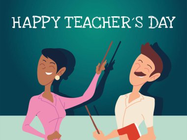 Mutlu öğretmenler günü kartları ve birkaç öğretmen.