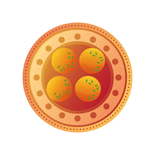 ( 영어 ) Diwali food on plate detailed style icon vector design — 스톡 벡터