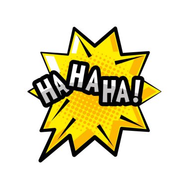 Pop art ha ha ha patlama kabarcığı ayrıntılı biçim ikon vektör tasarımı