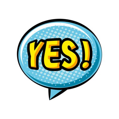 pop sanat evet baloncuk ayrıntılı biçim ikon vektör tasarımı