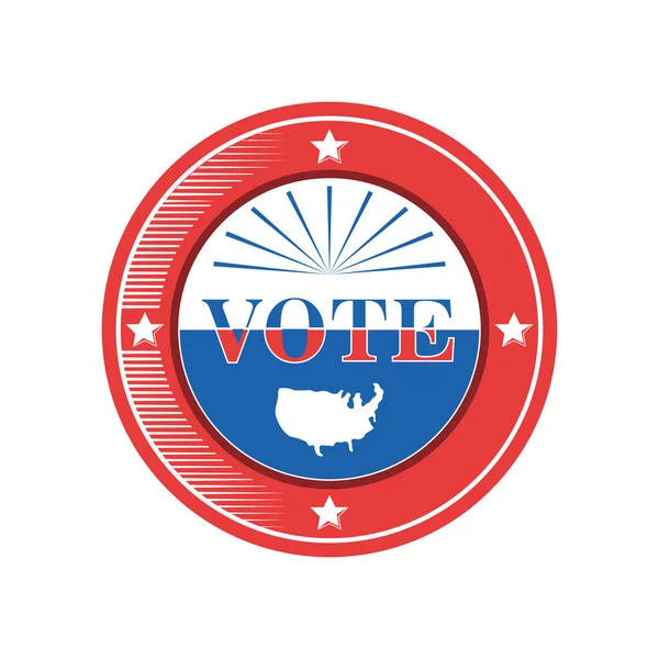 Печать голосования США штамп с подробным дизайном иконки стиля карты — стоковый вектор