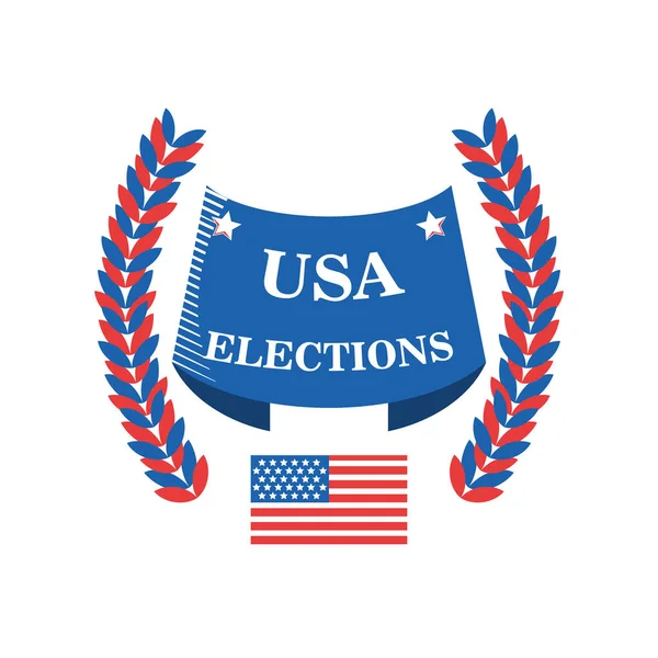 Usa elections in banner with wreath detailed style icon vector design — Stock Vector