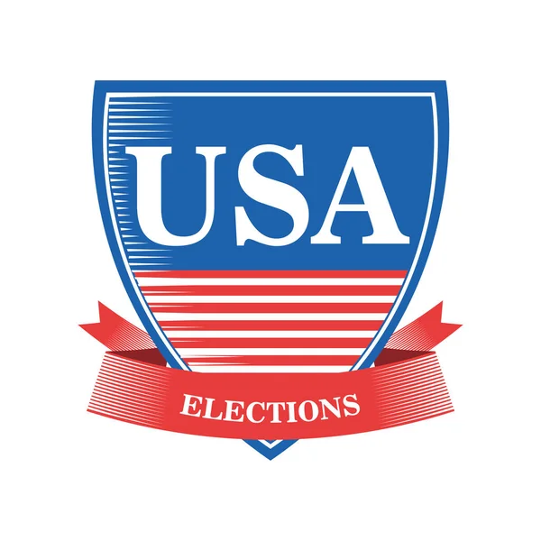 Elezioni USA in scudo con nastro stile dettagliato icona vettoriale design — Vettoriale Stock
