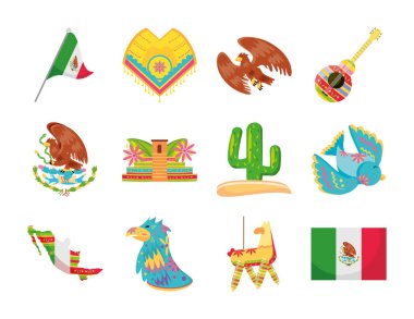 Meksika stili detaylı simge vektör tasarımı
