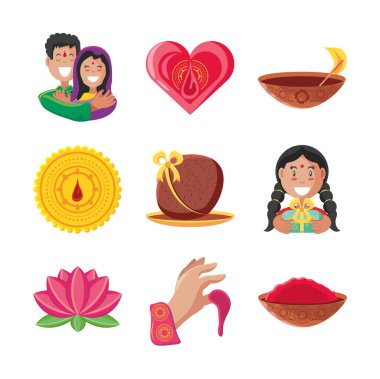 bhai dooj ayrıntılı biçim simgesi vektör dizaynı