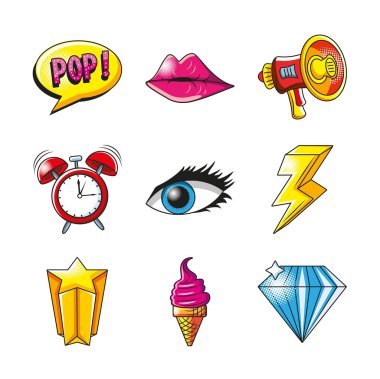 pop sanat ayrıntılı biçim simgesi vektör dizaynı