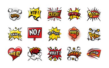 pop sanat kabarcıkları ikon vektör tasarımının ayrıntılı stil kümesi