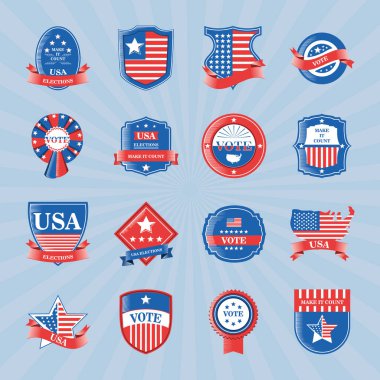 ABD seçimleri ve oylar ayrıntılı biçim ikonları koleksiyon vektör tasarımı